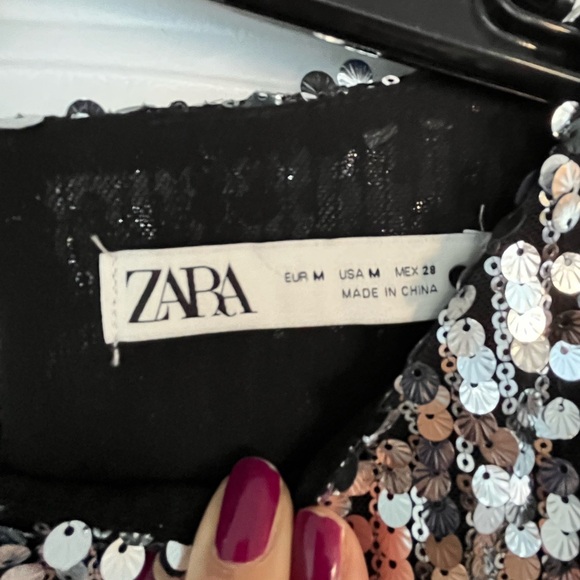 Zara Silver Sequin Mini Dress M - Picture 6 of 7